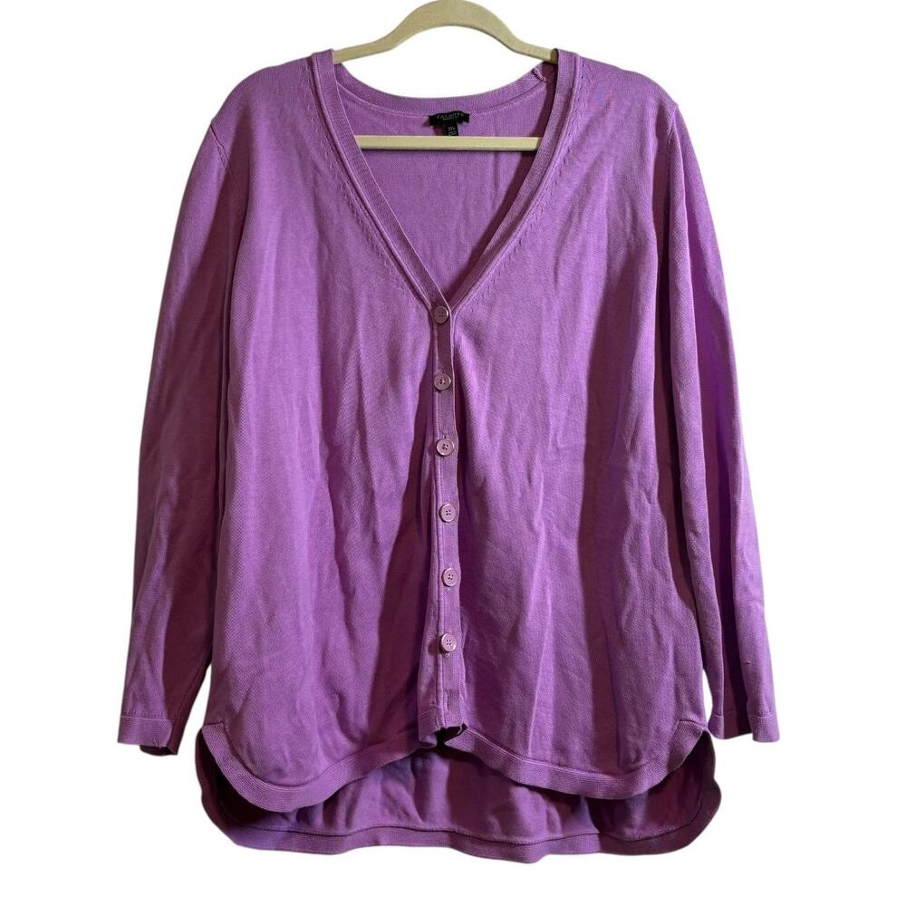 Talbots Sweater Women 2Xp Purple Cardigan‎ Cotton Blend Minimal Modest Cottage
